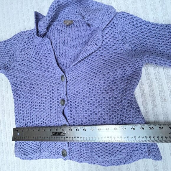 J. Jill Womens Open Knit Cardigan Sweater Small Pockets Lavender Button-Front - Picture 8 of 9